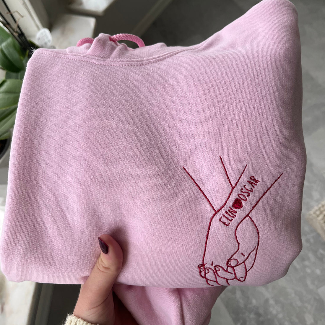 Personlig Hålla Hand med Namn Sweatshirt/Hoodie
