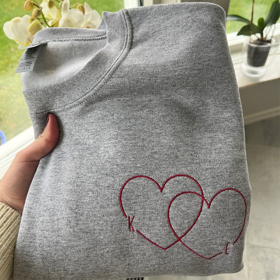 Dubbelhjärta med Initialer Sweatshirt/Hoodie